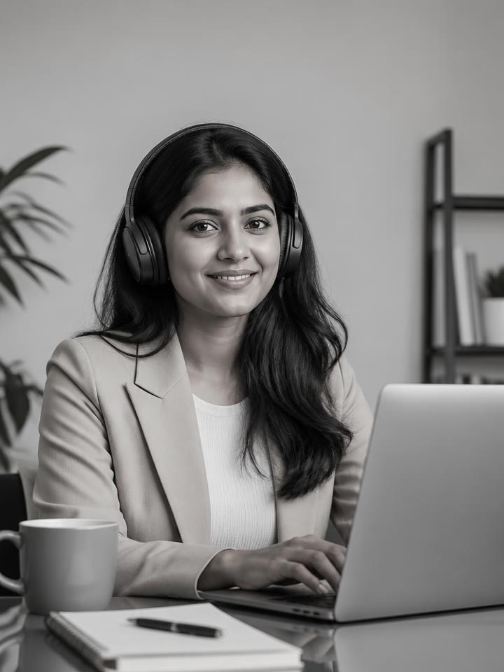 Student learning the online business course on a laptop